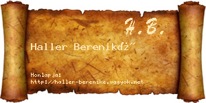 Haller Bereniké névjegykártya